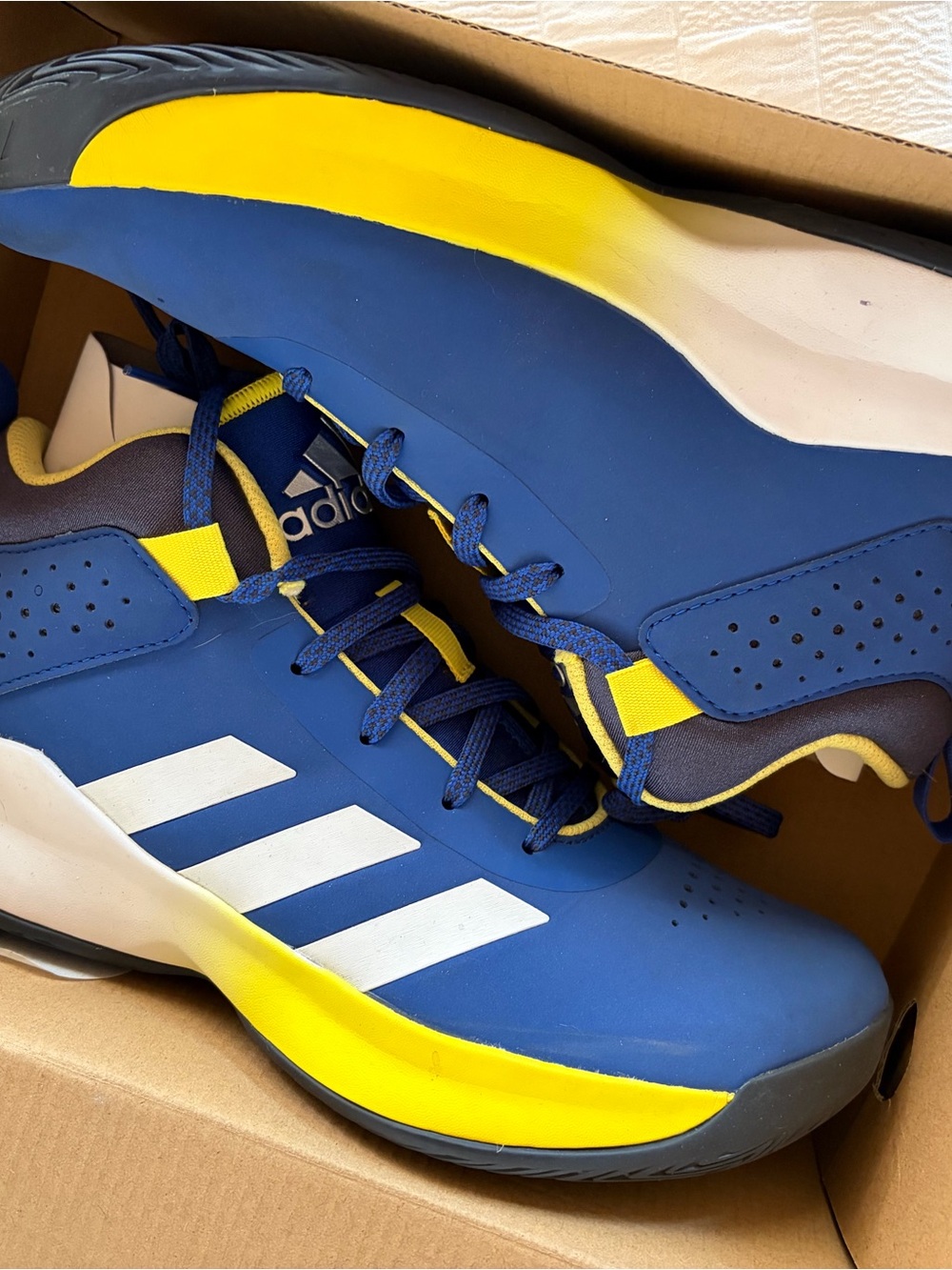 adidas Kids Blue & Yellow Basketball Sneakers